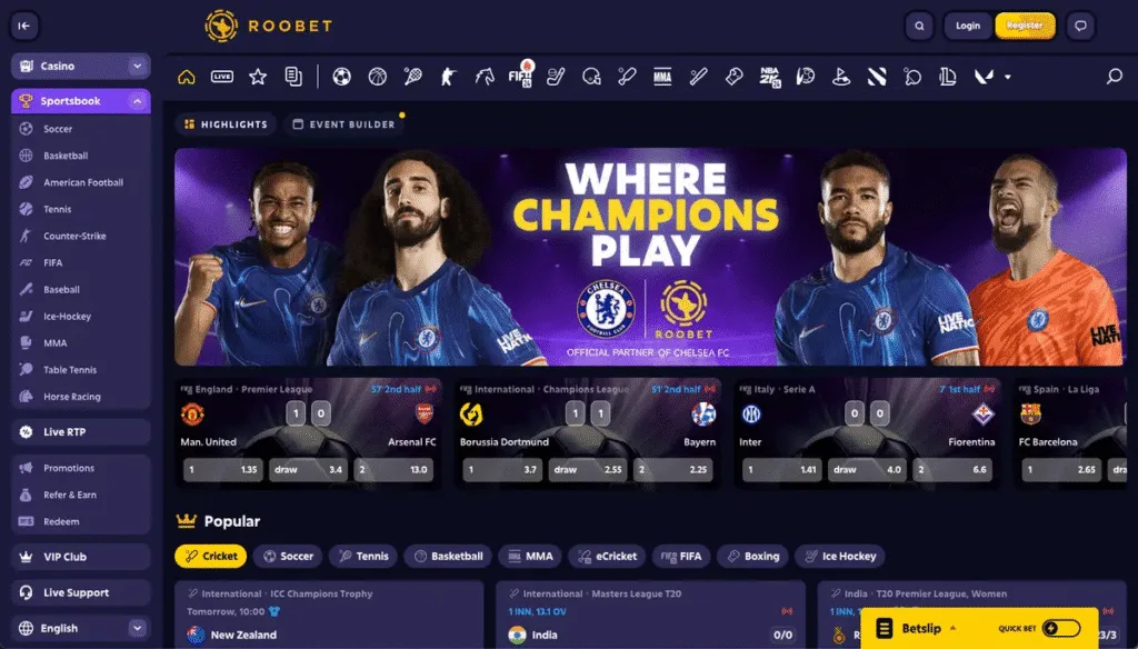 Roobet homepage screenshot