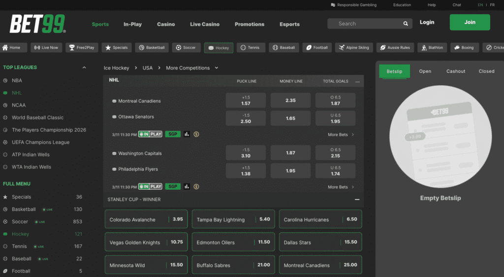 BET99 homepage screenshot