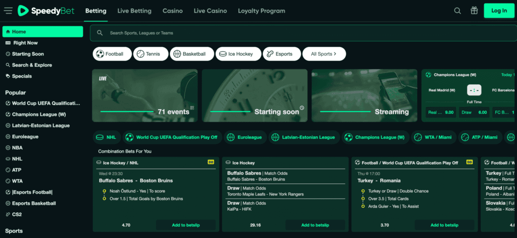 SpeedyBet Estonia homepage screenshot