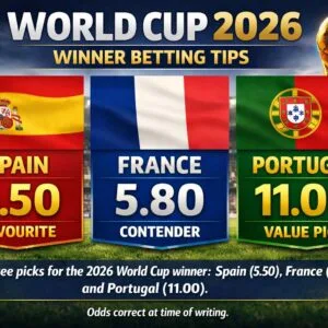 World Cup 2026 winner betting tips — Spain favourite at 5.50, France at 5.80, Portugal value pick at 11.00