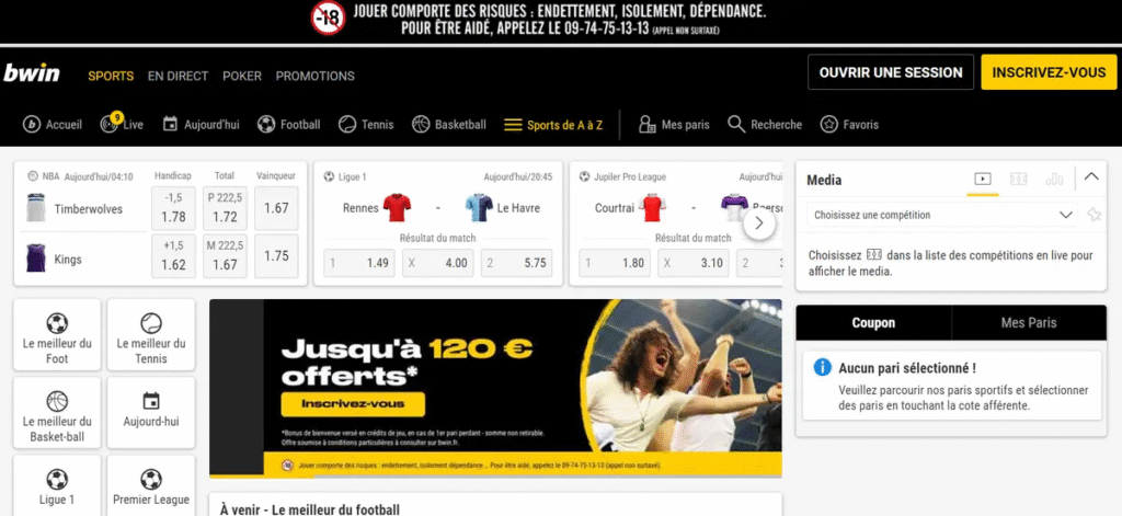 Bwin France homepage screenshot
