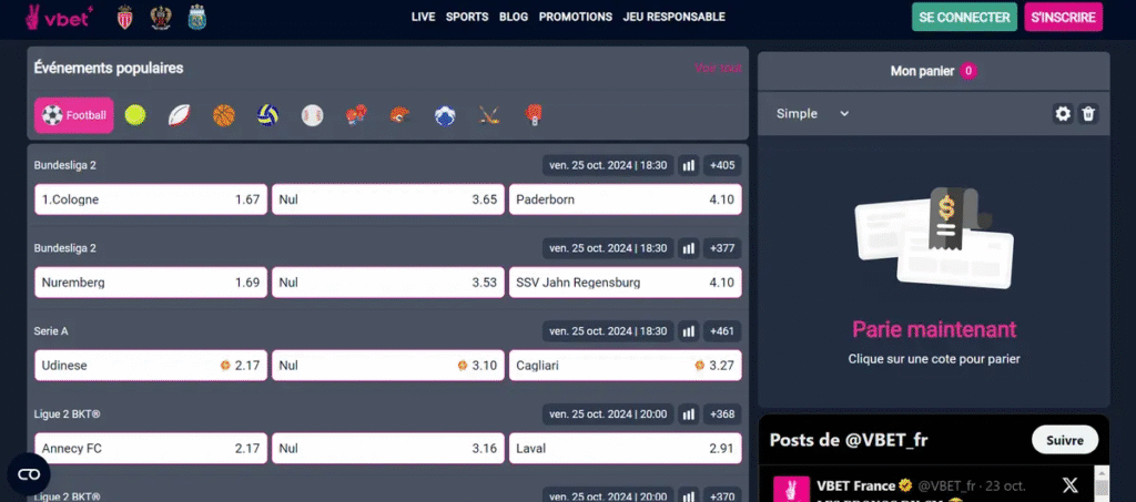 VBet homepage screenshot