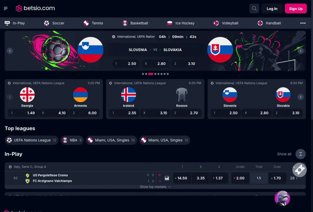Betsio.com homepage screenshot
