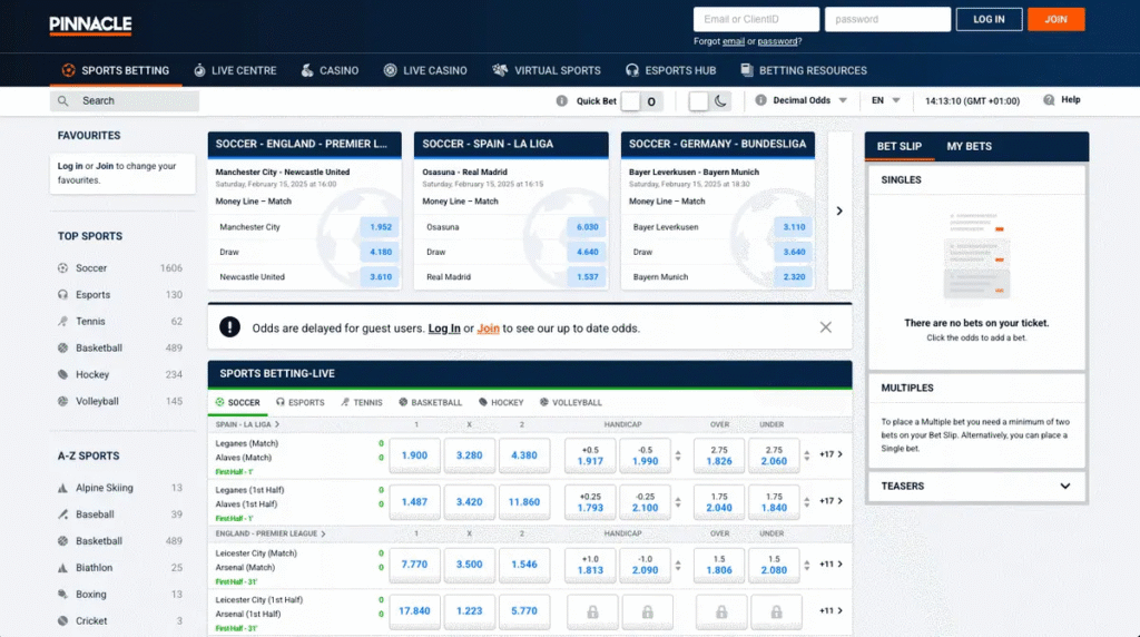 Pinnacle homepage screenshot