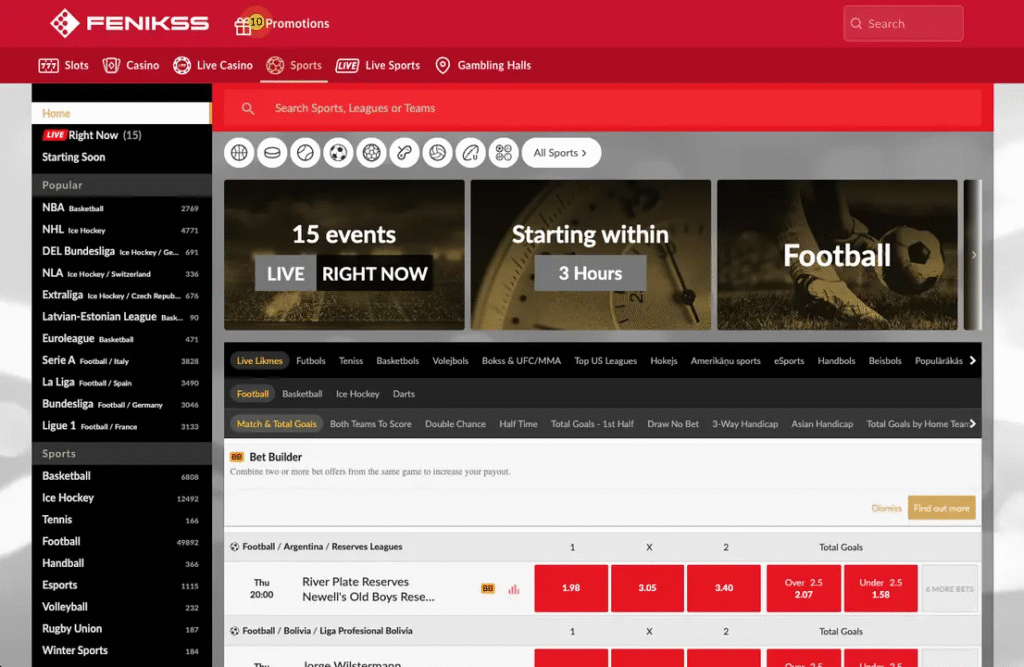Fenikss homepage screenshot