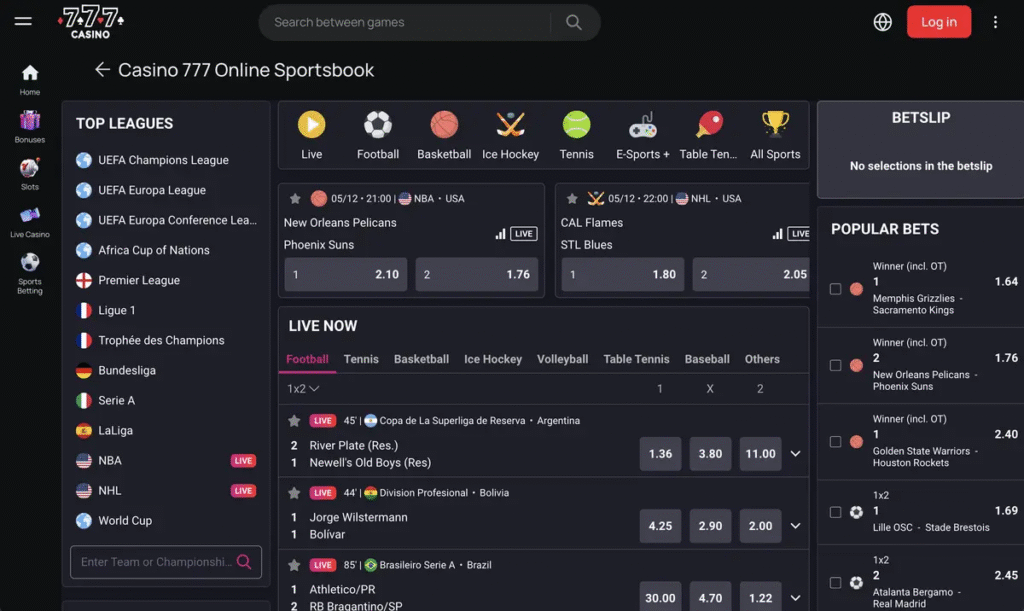 Casino 777 homepage screenshot