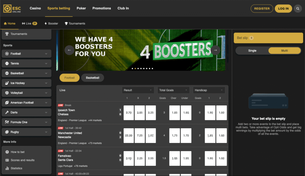 ESC Online Portugal homepage screenshot