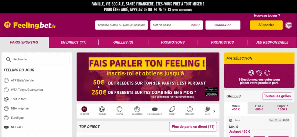 Feelingbet homepage screenshot