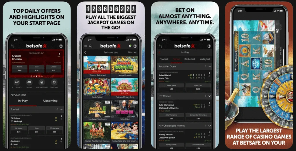 Betsafe mobile website and apps offer casino and sports betting games with a clear layout and user-friendly design.
