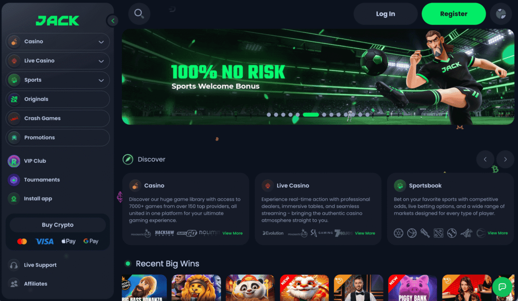 Jackbit rebranded to Jack.com in 2026 and they change brought them near the top of the crypto casino scene. You've got a full casino, exclusive titles, multi-tier VIP program, and full Curacao licensing framework.
