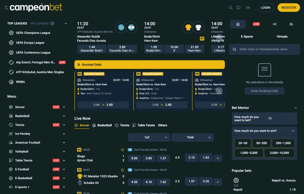 Campeonbet sportsbook preview. International betting site with fair odds, competitive welcome bonus, and widely available across Europe and Africa.