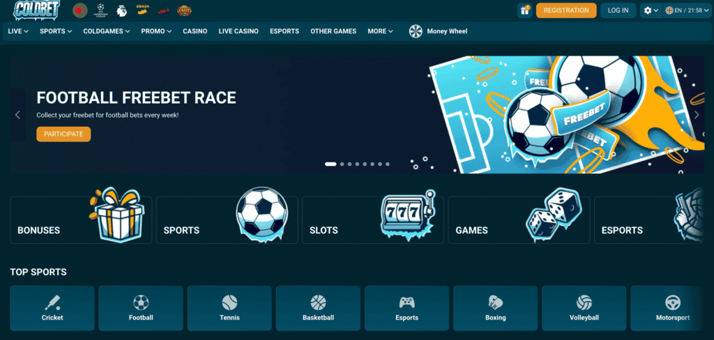 Coldbet homepage screenshot
